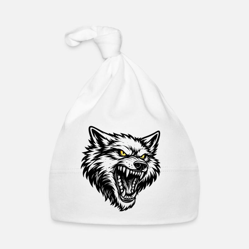 Angry Wolf Head – Aggressive Wolf Design Organic Baby Cap