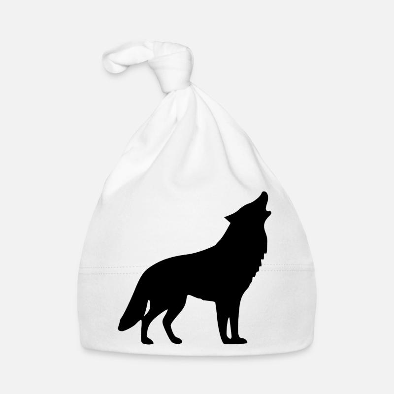 Howling wolf black Organic Baby Cap