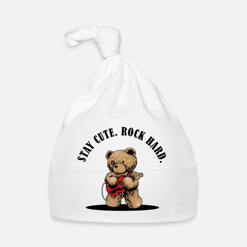 Stay Cute Rock Hard – Teddy mit E-Gitarre Baby Bio-Mütze