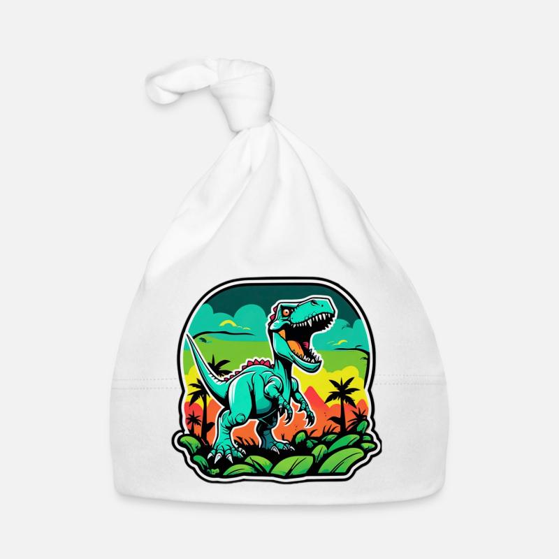 Neon Tropical T-Rex Organic Baby Cap