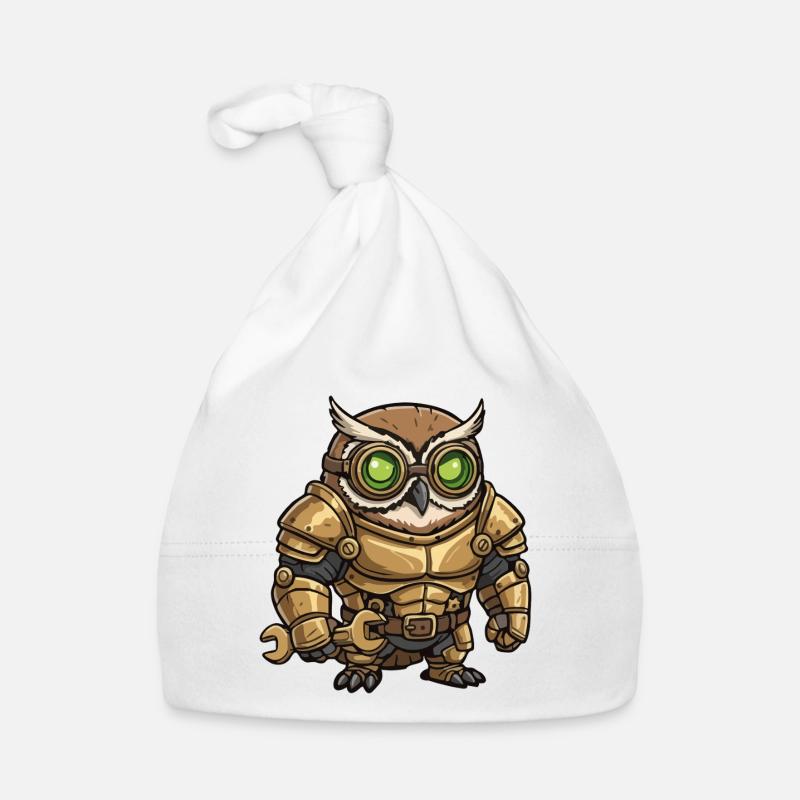 Owl Engineer Steampunk Golden Armor Organic Baby Cap