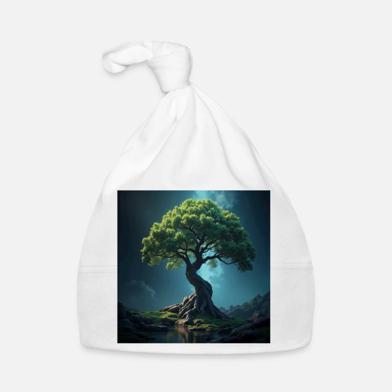 arbre de vie coloré. - Bonnet bio Bébé - blanc