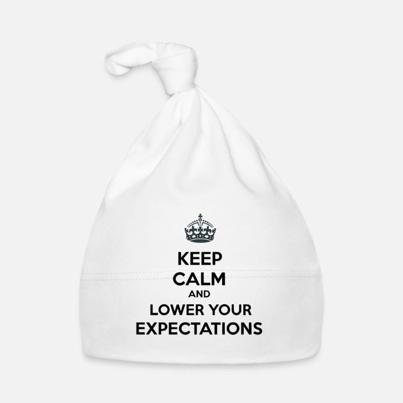 Keep Calm Lower Your Expectations - Organic Baby Cap - white