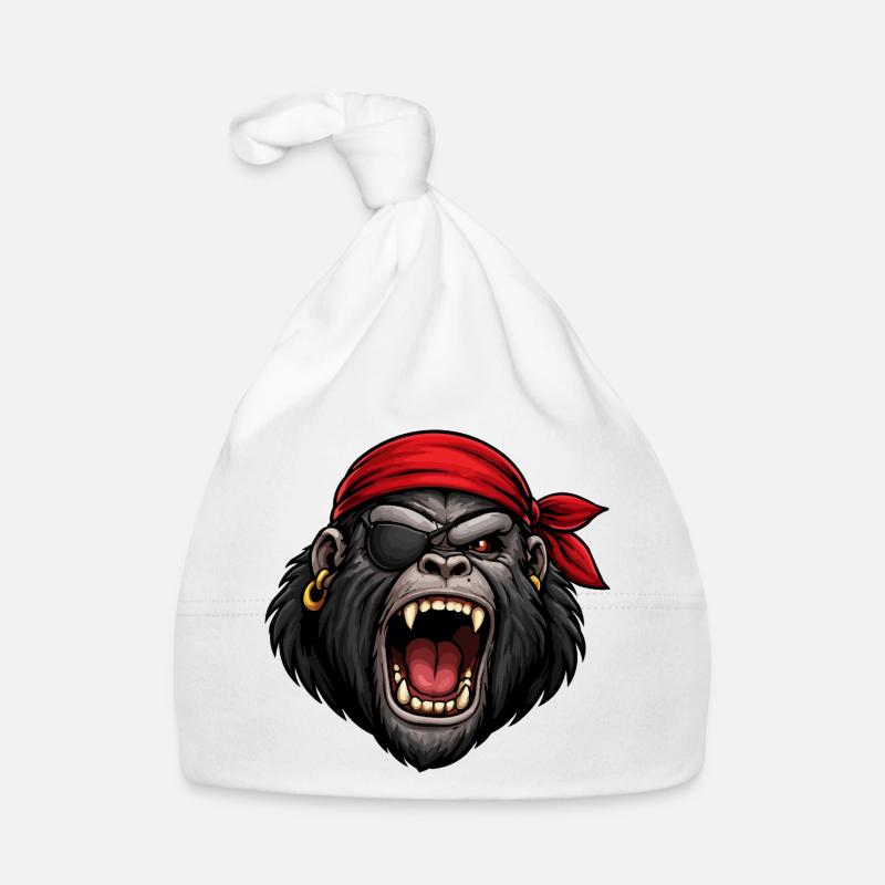 Pirat Gorilla mit Augenklappe Baby Bio-Mütze