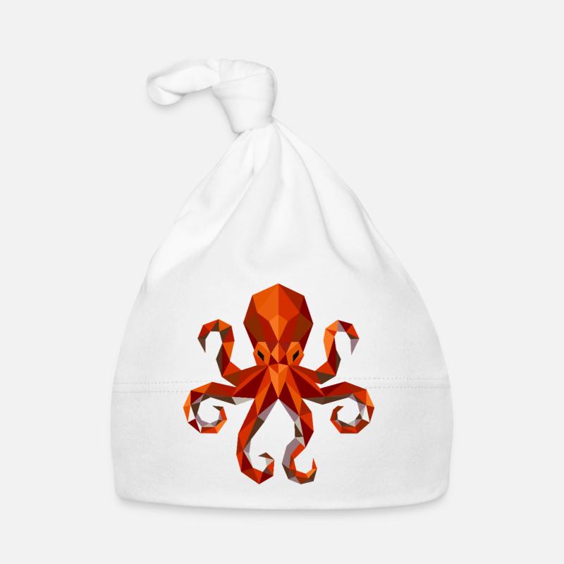 Polygone Calamar Pieuvre - Bonnet bio Bébé - blanc