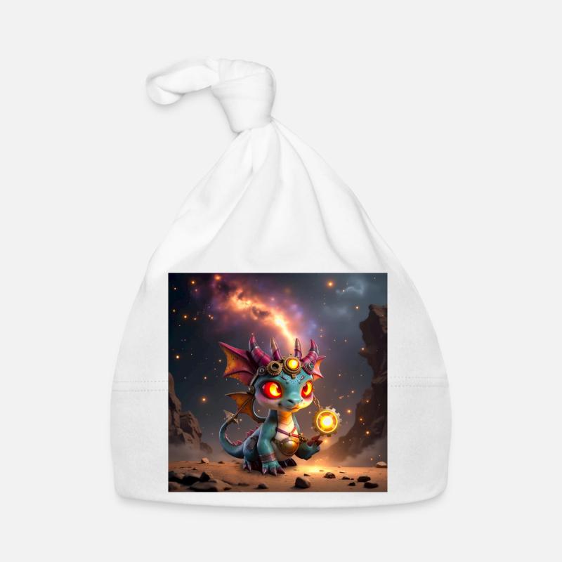Luminous Steampunk Dragon with Gears Organic Baby Cap
