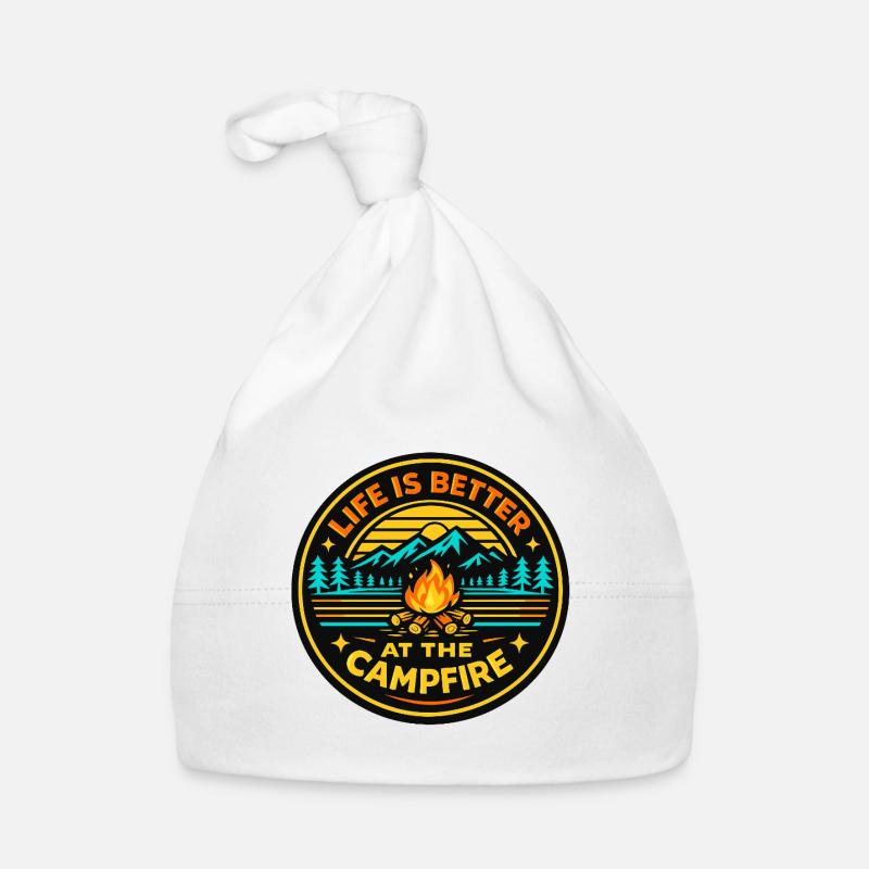 Campfire Mountain Landscape Organic Baby Cap