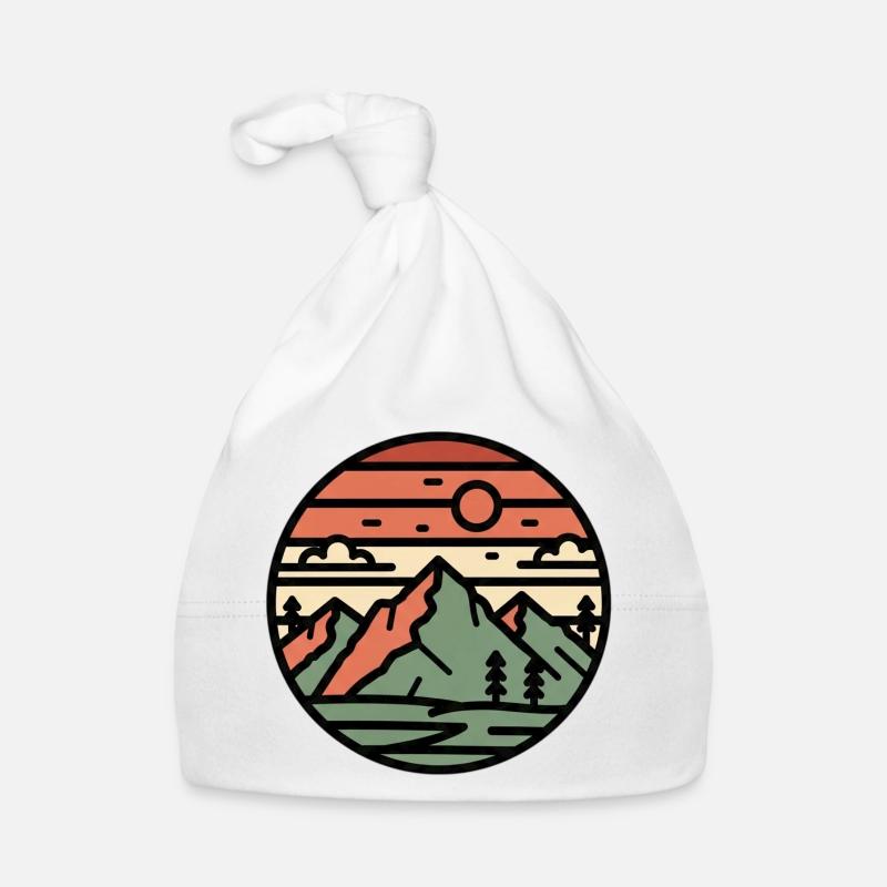 Circular landscape mountains in sunset Organic Baby Cap