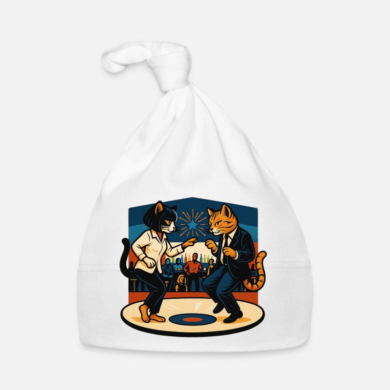 Two Retro Cats Dancing – Vintage Style Organic Baby Cap