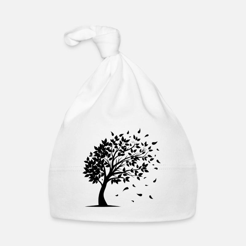 Wind Blowing Leaves Off Tree Organic Baby Cap