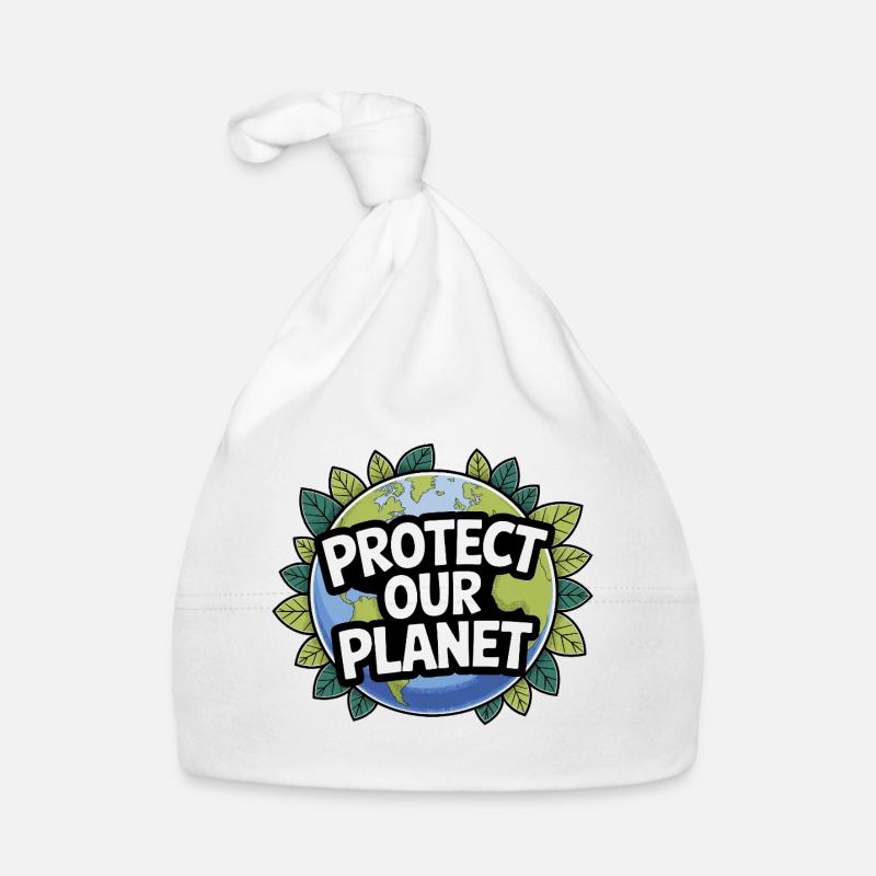 Protéger la Terre – Thème Planète - Bonnet bio Bébé - blanc