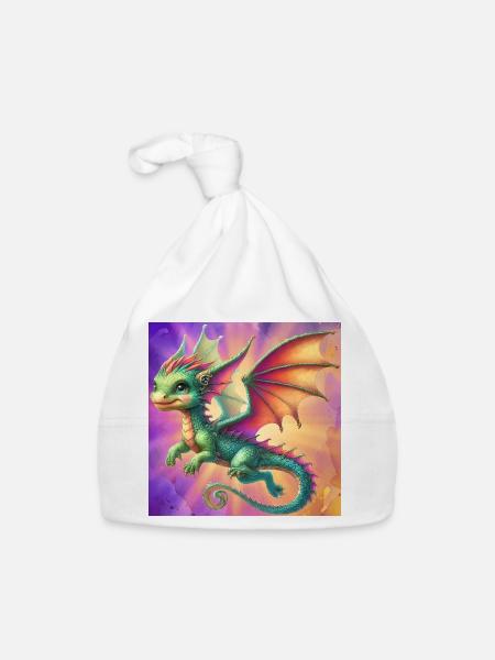 Drache - Baby Bio-Mütze - Weiß - Vorne