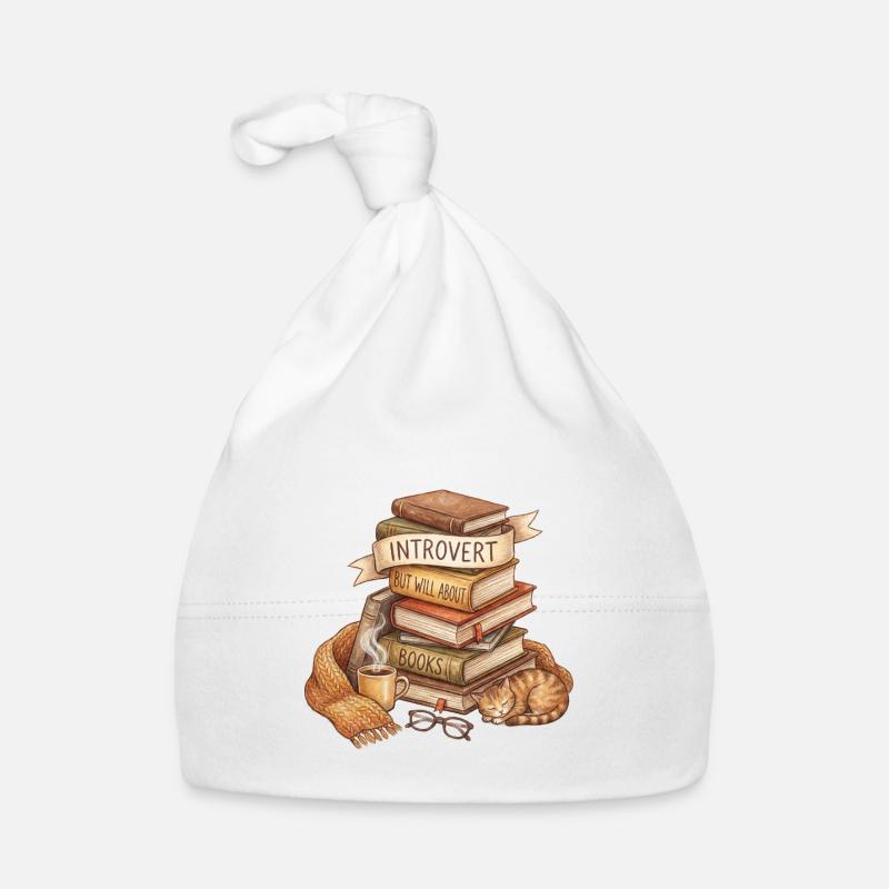 Introvert Book Lover Stack Organic Baby Cap