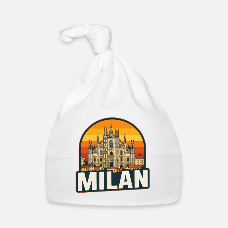Milan Skyline Retro Sunset Duomo Design Bonnet bio Bébé
