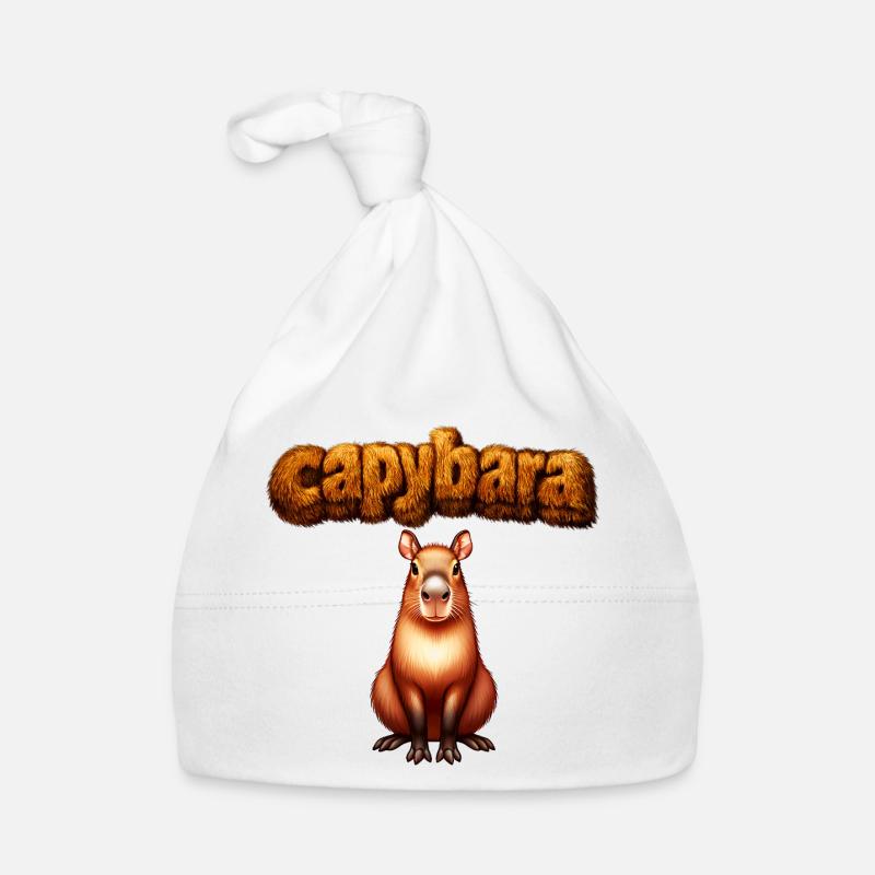 Œuvres d’art du capybara poilue - Bonnet bio Bébé - blanc