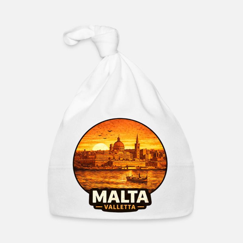 Malta Valletta Skyline Sunset Organic Baby Cap