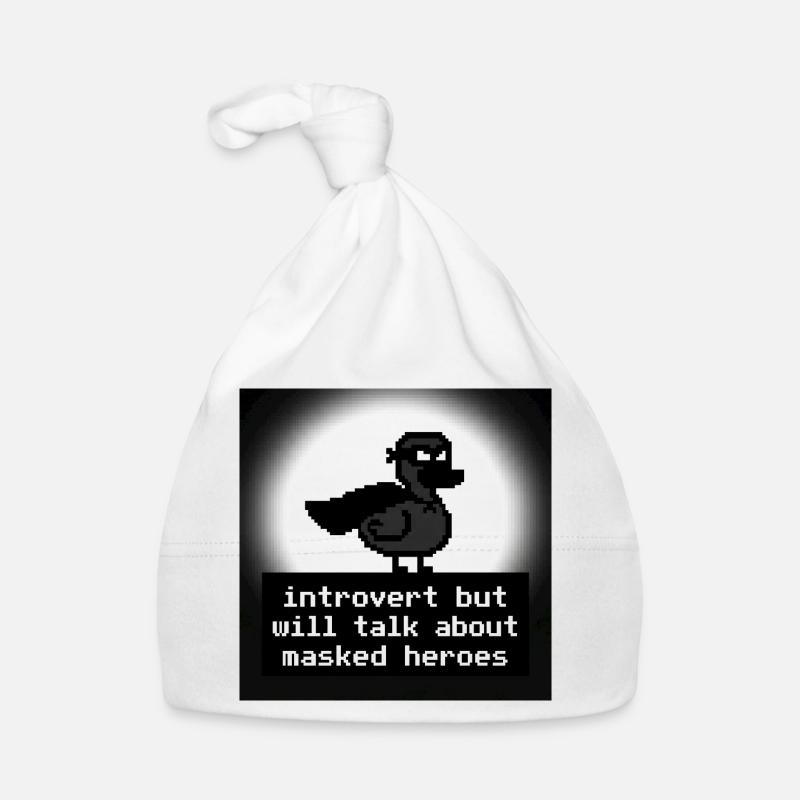 Introvert trifft Maskierte Helden Pixel Baby Bio-Mütze