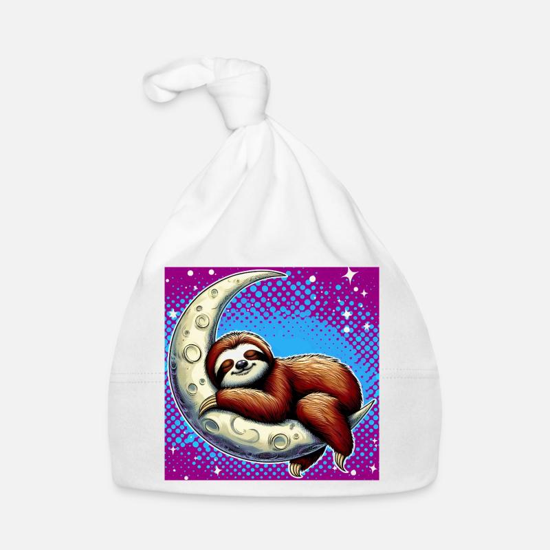 Sloth sleeps on the Moon Organic Baby Cap