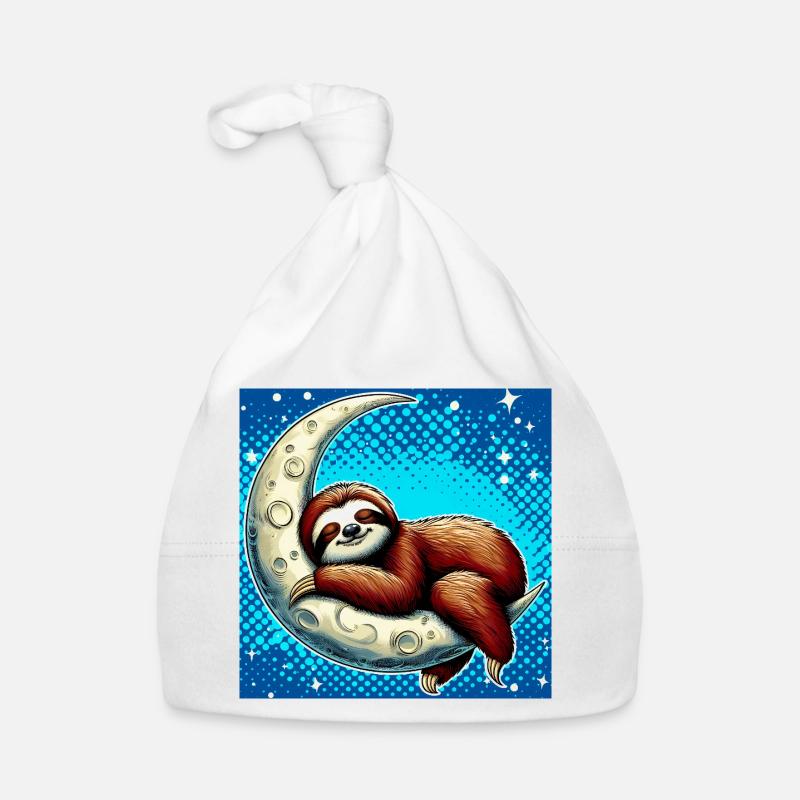 Sloth sleeps on the Moon Organic Baby Cap