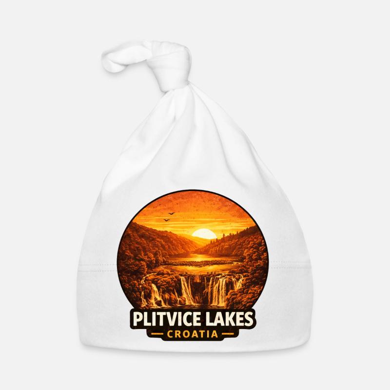 Plitvice Lakes Croatia Sunset Nature Organic Baby Cap