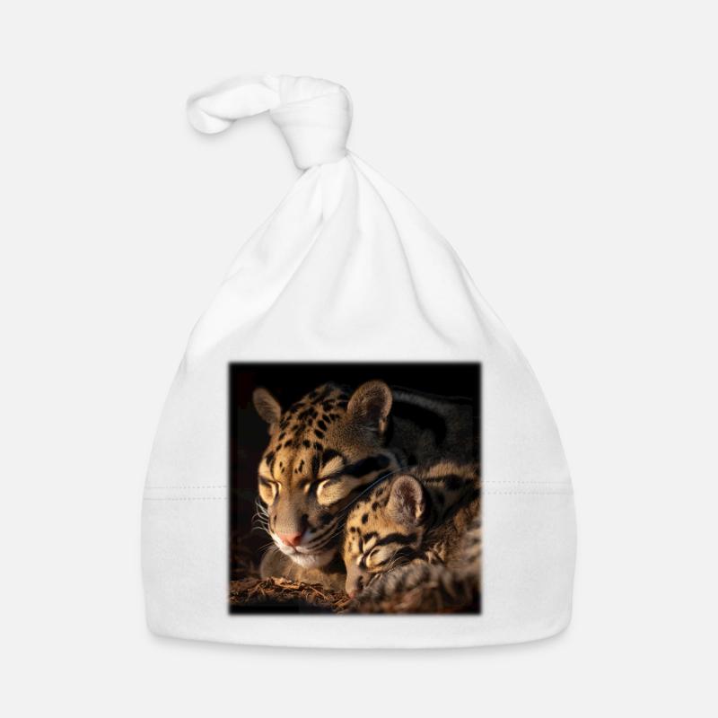 Clouded leopard with cub Loving wildcats Organic Baby Cap