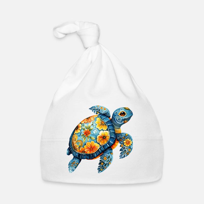 Floral Turtle Organic Baby Cap