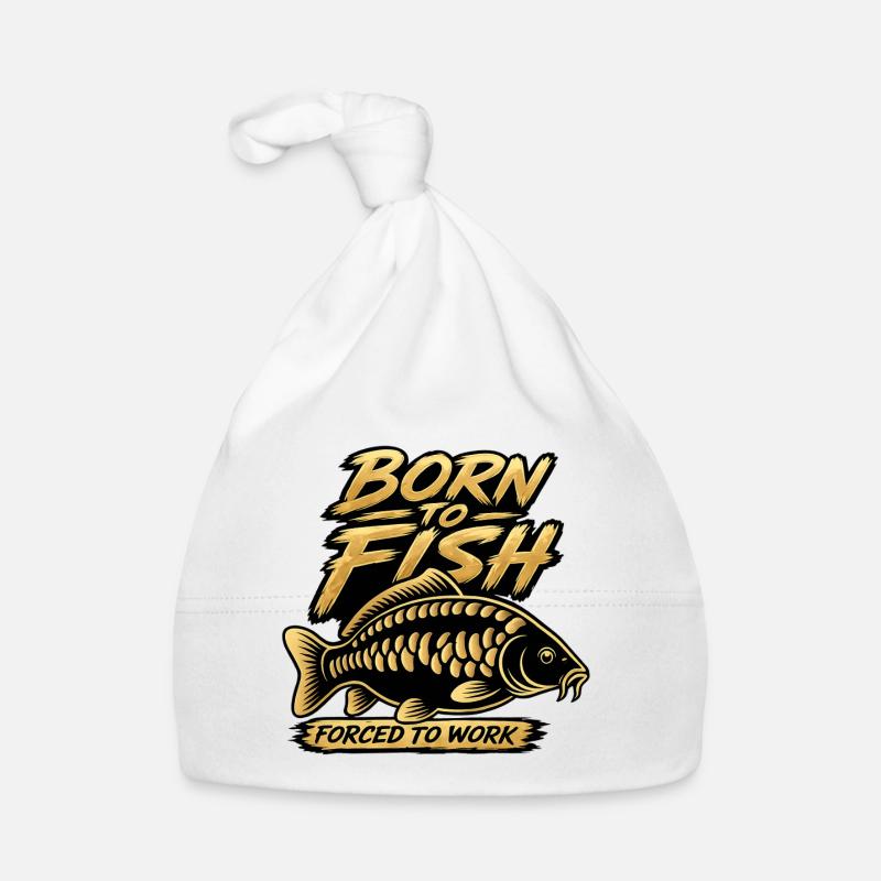 Born to Fish Forced to Work Carp Design Organic Baby Cap