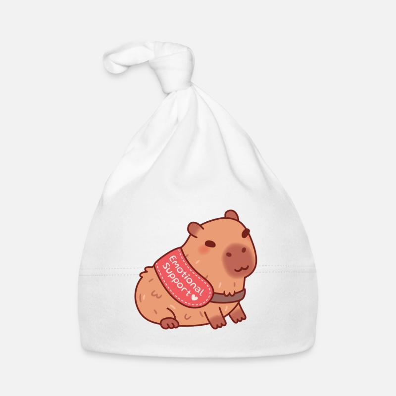 Cute Capybara Here For Emotional Support Organic Baby Cap