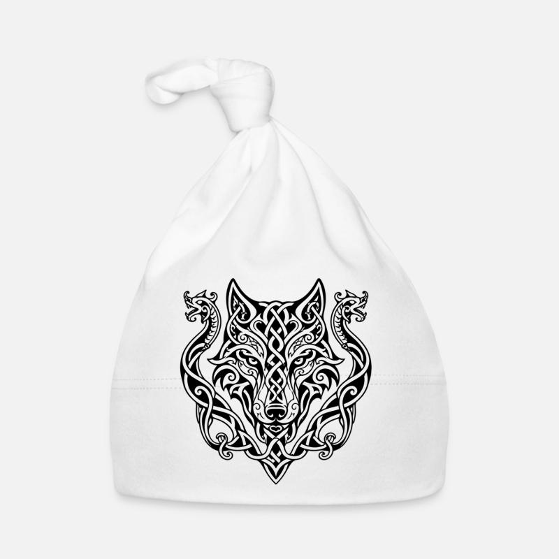 Keltischer Wolfkopf Knotendesign Baby Bio-Mütze