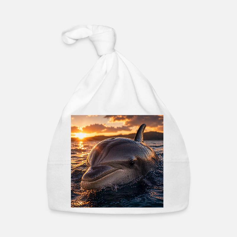 Dolphin at sunset Organic Baby Cap