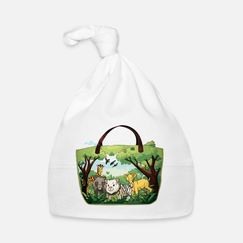 Jungle-Tierwelt Stofftasche Baby Bio-Mütze
