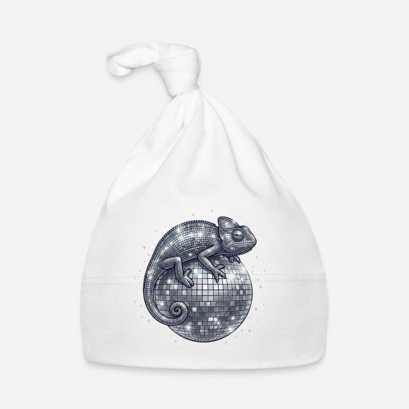 Caméléon sur la boule disco Bonnet bio Bébé