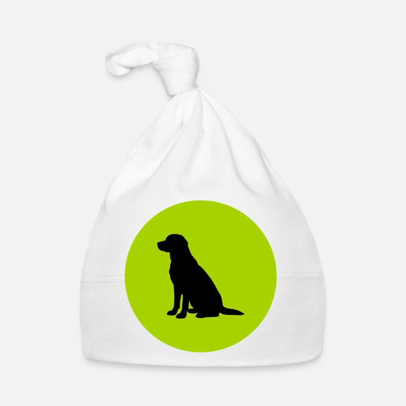 Silhouette de chien dans un cercle vert citron Bonnet bio Bébé