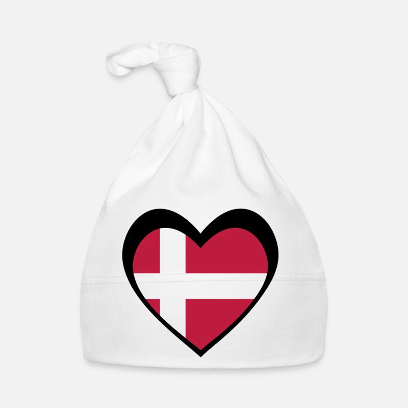 Danmark Sort Hjerte – Kærlighed til Danmark - Bonnet bio Bébé - blanc
