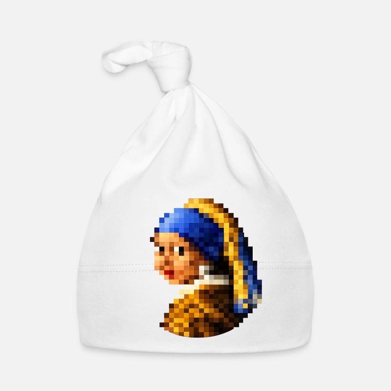 Das Mädchen mit dem pixeligen Perlenohrring Baby Bio-Mütze