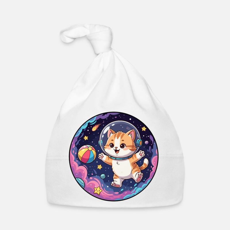 Cat astronaut in colorful space Organic Baby Cap