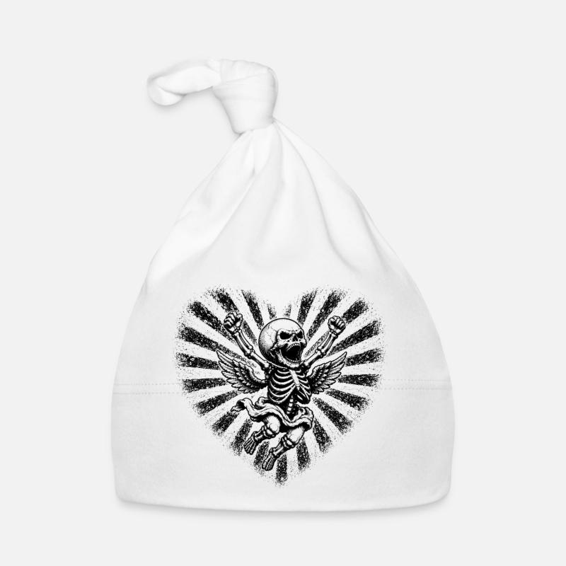 Fliegendes Skelett Engel Rock Motiv Baby Bio-Mütze