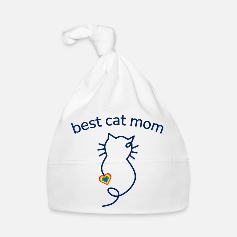 Best Cat Mom Regenbogenherz Baby Bio-Mütze