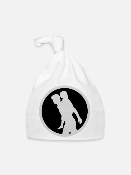 Father Child Silhouette Walking Family Dad Love - Organic Baby Cap - white - Front