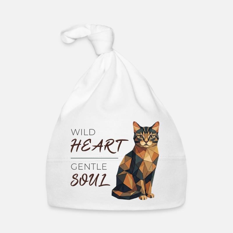 Cat Design Low-Poly - Cœur sauvage, âme douce Bonnet bio Bébé