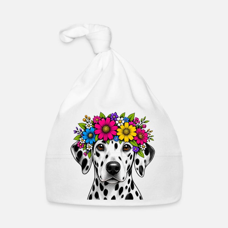 Dalmatiner mit Blumenkranz Baby Bio-Mütze