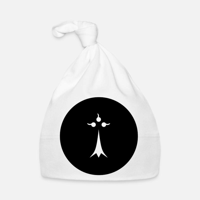 White ermine on black background Organic Baby Cap