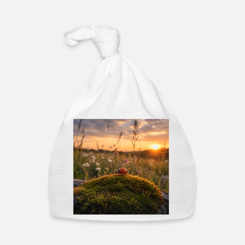 Ladybug in sunset and moss Organic Baby Cap