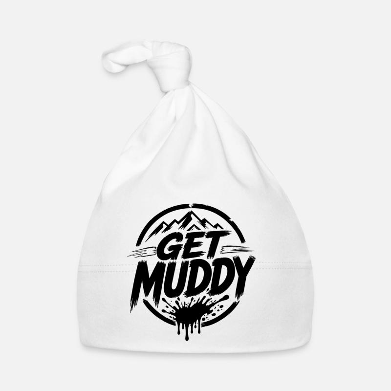 Get Muddy - Logo noir - Bonnet bio Bébé - blanc