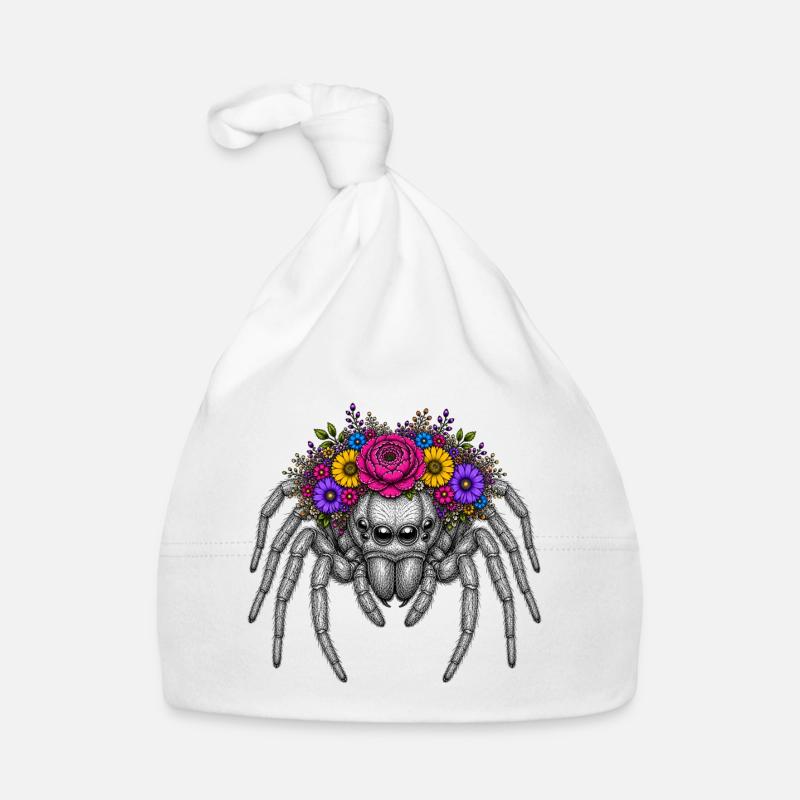 Blütenkranzspinne Illustration Baby Bio-Mütze