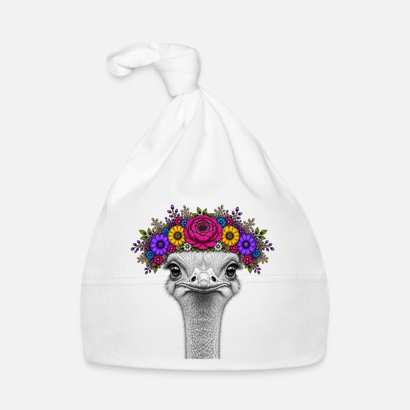 Strauß mit buntem Blumenkranz Baby Bio-Mütze