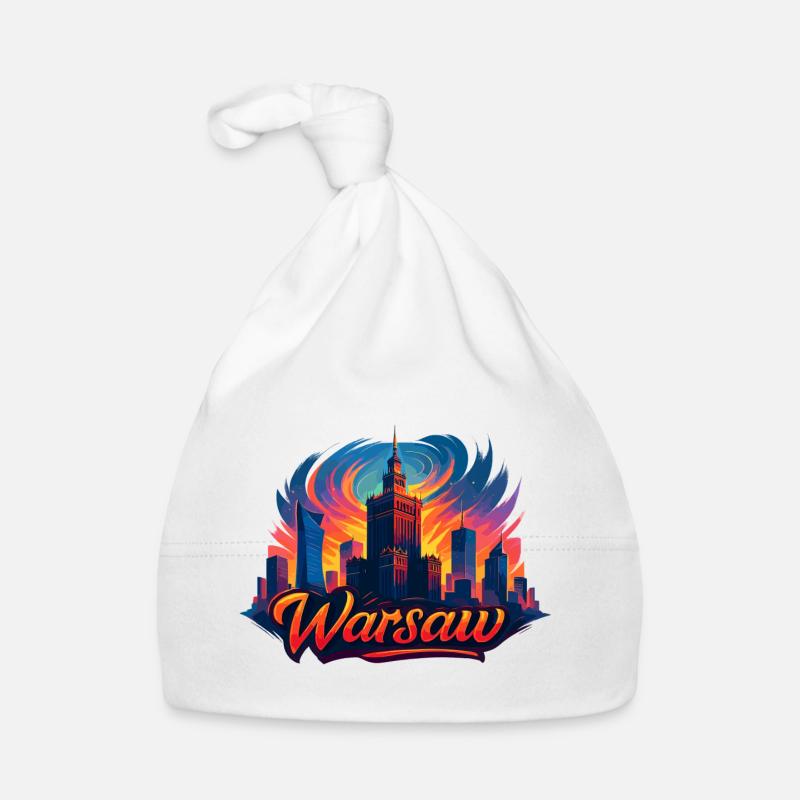 Art de la skyline de Varsovie – Coloré et moderne Bonnet bio Bébé
