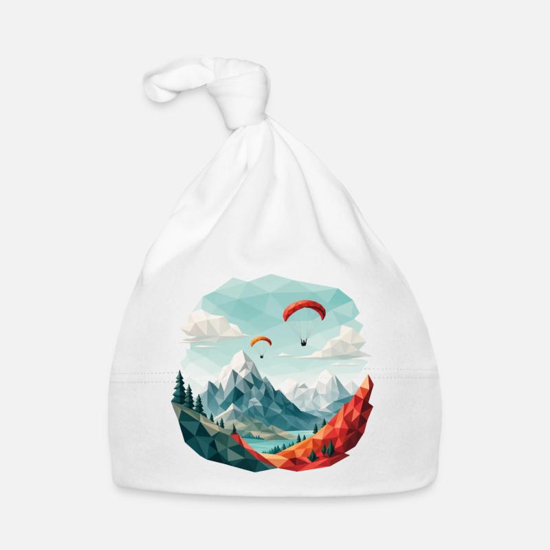 Paragliding Mountain Landscape Polygon Art Organic Baby Cap