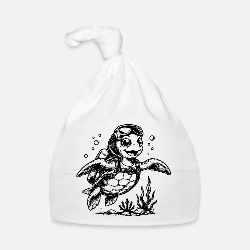 Turtle diver with oxygen tank Organic Baby Cap