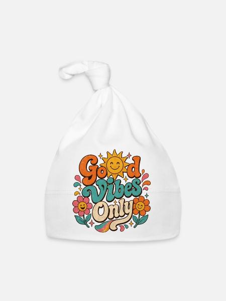 Le seul Retro Floral de Good Vibe - Bonnet bio Bébé - blanc - Devant